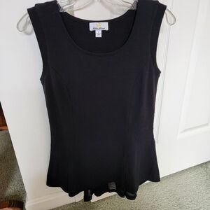 Kathleen Kirkwood Women's Black Tank Top W/Sheer Rear Peplum Size Small